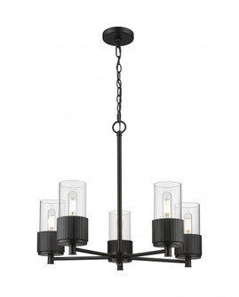 Bolivar - 5 Light - 25 inch - Matte Black - Chain Hung - Chandelier (3442|428-5CR-BK-G428-7CL)
