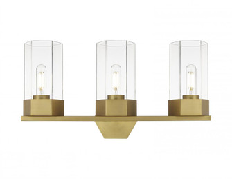 Claverack - 3 Light - 22 inch - Brushed Brass - Bath Vanity Light (3442|427-3W-BB-G427-9CL)