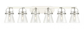 Pilaster II Cone - 6 Light - 46 inch - Polished Nickel - Bath Vanity Light (3442|423-6W-PN-G411-6CL)