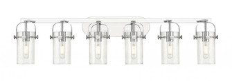 Pilaster II Cylinder - 6 Light - 44 inch - Polished Chrome - Bath Vanity Light (3442|423-6W-PC-G423-7SDY)
