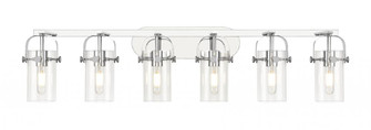 Pilaster II Cylinder - 6 Light - 44 inch - Polished Chrome - Bath Vanity Light (3442|423-6W-PC-G423-7CL)