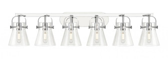 Pilaster II Cone - 6 Light - 46 inch - Polished Chrome - Bath Vanity Light (3442|423-6W-PC-G411-6CL)