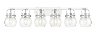 Pilaster II Sphere - 6 Light - 46 inch - Polished Chrome - Bath Vanity Light (3442|423-6W-PC-G410-6CL)