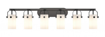 Pilaster II Cylinder - 6 Light - 44 inch - Matte Black - Bath Vanity Light (3442|423-6W-BK-G423-7WH)
