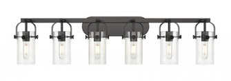Pilaster II Cylinder - 6 Light - 44 inch - Matte Black - Bath Vanity Light (3442|423-6W-BK-G423-7SDY)