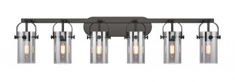 Pilaster II Cylinder - 6 Light - 44 inch - Matte Black - Bath Vanity Light (3442|423-6W-BK-G423-7SM)