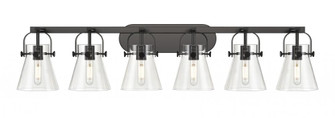 Pilaster II Cone - 6 Light - 46 inch - Matte Black - Bath Vanity Light (3442|423-6W-BK-G411-6CL)