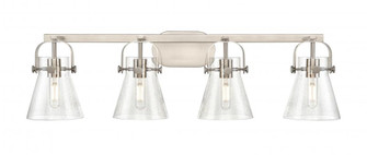 Pilaster II Cone - 4 Light - 37 inch - Satin Nickel - Bath Vanity Light (3442|423-4W-SN-G411-6SDY)