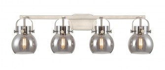 Pilaster II Sphere - 4 Light - 37 inch - Satin Nickel - Bath Vanity Light (3442|423-4W-SN-G410-6SM)
