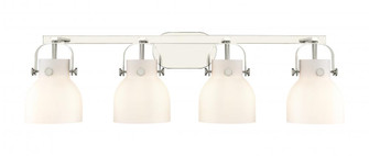 Pilaster II Bell - 4 Light - 37 inch - Polished Nickel - Bath Vanity Light (3442|423-4W-PN-G412-6WH)