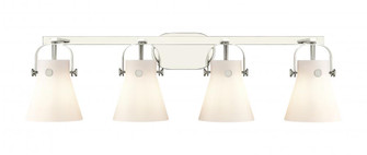 Pilaster II Cone - 4 Light - 37 inch - Polished Nickel - Bath Vanity Light (3442|423-4W-PN-G411-6WH)