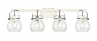 Pilaster II Sphere - 4 Light - 37 inch - Polished Nickel - Bath Vanity Light (3442|423-4W-PN-G410-6CL)