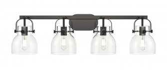 Pilaster II Bell - 4 Light - 37 inch - Matte Black - Bath Vanity Light (3442|423-4W-BK-G412-6CL)