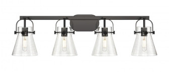 Pilaster II Cone - 4 Light - 37 inch - Matte Black - Bath Vanity Light (3442|423-4W-BK-G411-6SDY)