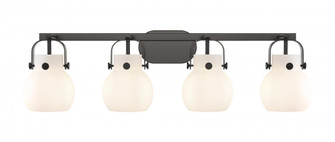 Pilaster II Sphere - 4 Light - 37 inch - Matte Black - Bath Vanity Light (3442|423-4W-BK-G410-6WH)