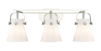 Pilaster II Cone - 3 Light - 27 inch - Polished Nickel - Bath Vanity Light (3442|423-3W-PN-G411-6WH)