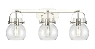 Pilaster II Sphere - 3 Light - 27 inch - Polished Nickel - Bath Vanity Light (3442|423-3W-PN-G410-6CL)