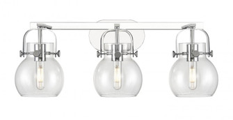 Pilaster II Sphere - 3 Light - 27 inch - Polished Chrome - Bath Vanity Light (3442|423-3W-PC-G410-6CL)
