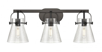 Pilaster II Cone - 3 Light - 27 inch - Matte Black - Bath Vanity Light (3442|423-3W-BK-G411-6SDY)