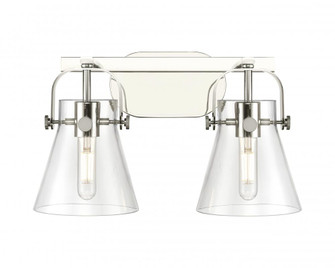 Pilaster II Cone - 2 Light - 17 inch - Polished Nickel - Bath Vanity Light (3442|423-2W-PN-G411-6CL)