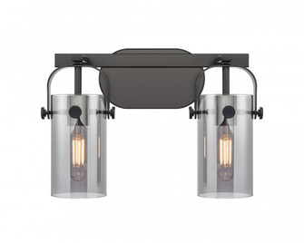 Pilaster II Cylinder - 2 Light - 15 inch - Matte Black - Bath Vanity Light (3442|423-2W-BK-G423-7SM)