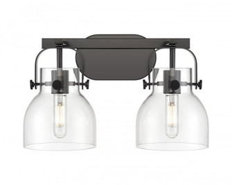 Pilaster II Bell - 2 Light - 17 inch - Matte Black - Bath Vanity Light (3442|423-2W-BK-G412-6CL)