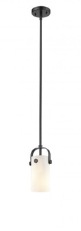 Pilaster II Cylinder - 1 Light - 7 inch Long Glass - Matte Black - Pendant (3442|423-1S-BK-G423-7WH)