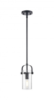 Pilaster II Cylinder - 1 Light - 7 inch Long Glass - Matte Black - Pendant (3442|423-1S-BK-G423-7SDY)