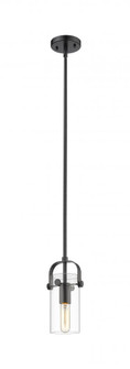 Pilaster II Cylinder - 1 Light - 7 inch Long Glass - Matte Black - Pendant (3442|423-1S-BK-G423-7CL)