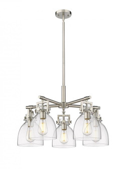 Newton Bell - 5 Light - 26 inch - Satin Nickel - Chandelier (3442|411-5CR-SN-G412-7CL)