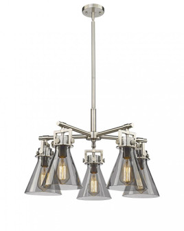 Newton Cone - 5 Light - 26 inch - Satin Nickel - Chandelier (3442|411-5CR-SN-G411-7SM)