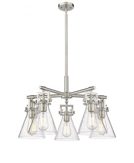 Newton Cone - 5 Light - 26 inch - Satin Nickel - Chandelier (3442|411-5CR-SN-G411-7SDY)