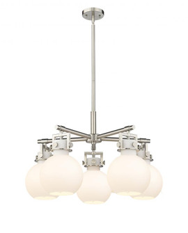 Newton Sphere - 5 Light - 26 inch - Satin Nickel - Chandelier (3442|411-5CR-SN-G410-7WH)