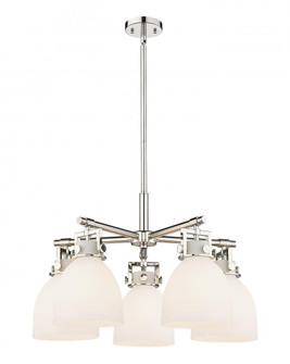Newton Bell - 5 Light - 26 inch - Polished Nickel - Chandelier (3442|411-5CR-PN-G412-7WH)