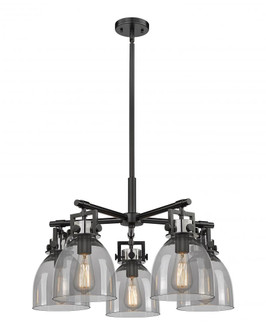 Newton Bell - 5 Light - 26 inch - Matte Black - Chandelier (3442|411-5CR-BK-G412-7SM)