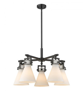 Newton Cone - 5 Light - 26 inch - Matte Black - Chandelier (3442|411-5CR-BK-G411-7WH)