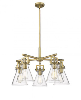 Newton Cone - 5 Light - 26 inch - Brushed Brass - Chandelier (3442|411-5CR-BB-G411-7CL)
