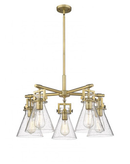 Newton Cone - 5 Light - 26 inch - Brushed Brass - Chandelier (3442|411-5CR-BB-G411-7SDY)