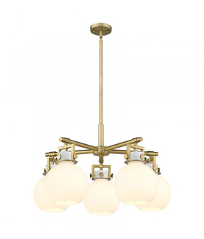 Newton Sphere - 5 Light - 26 inch - Brushed Brass - Chandelier (3442|411-5CR-BB-G410-7WH)