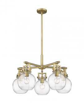 Newton Sphere - 5 Light - 26 inch - Brushed Brass - Chandelier (3442|411-5CR-BB-G410-7CL)