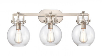 Newton Sphere - 3 Light - 27 inch - Satin Nickel - Bath Vanity Light (3442|411-3W-SN-G410-7CL)