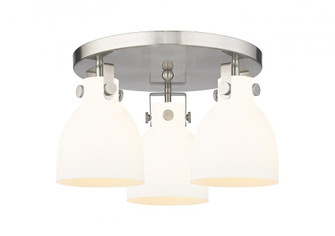 Newton Bell - 3 Light - 18 inch - Satin Nickel - Semi-Flush Mount (3442|411-3F-SN-G412-7WH)