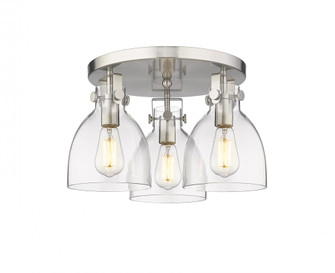 Newton Bell - 3 Light - 18 inch - Satin Nickel - Semi-Flush Mount (3442|411-3F-SN-G412-7CL)