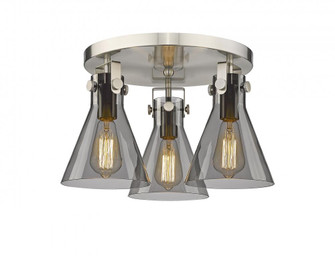 Newton Cone - 3 Light - 18 inch - Satin Nickel - Semi-Flush Mount (3442|411-3F-SN-G411-7SM)