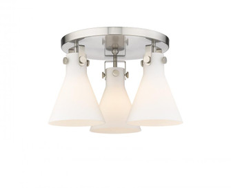 Newton Cone - 3 Light - 18 inch - Satin Nickel - Semi-Flush Mount (3442|411-3F-SN-G411-7WH)