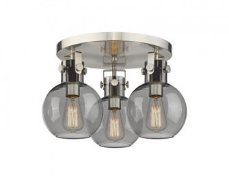 Newton Sphere - 3 Light - 18 inch - Satin Nickel - Semi-Flush Mount (3442|411-3F-SN-G410-7SM)