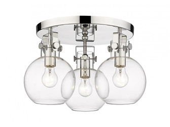 Newton Sphere - 3 Light - 18 inch - Polished Nickel - Semi-Flush Mount (3442|411-3F-PN-G410-7CL)