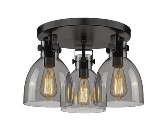Newton Bell - 3 Light - 18 inch - Matte Black - Semi-Flush Mount (3442|411-3F-BK-G412-7SM)