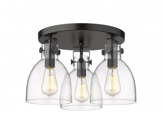 Newton Bell - 3 Light - 18 inch - Matte Black - Semi-Flush Mount (3442|411-3F-BK-G412-7CL)
