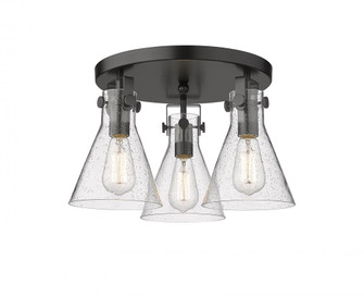 Newton Cone - 3 Light - 18 inch - Matte Black - Semi-Flush Mount (3442|411-3F-BK-G411-7SDY)